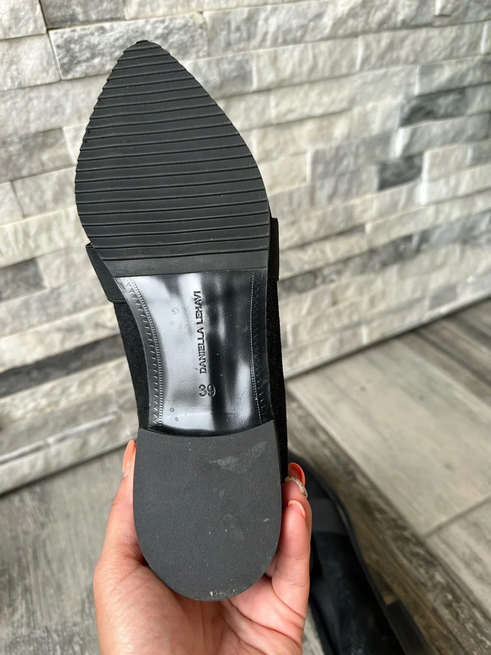 DANIELLA LEHAVI Black Leather Slip On Loafer Shoes  EU 39 US 9